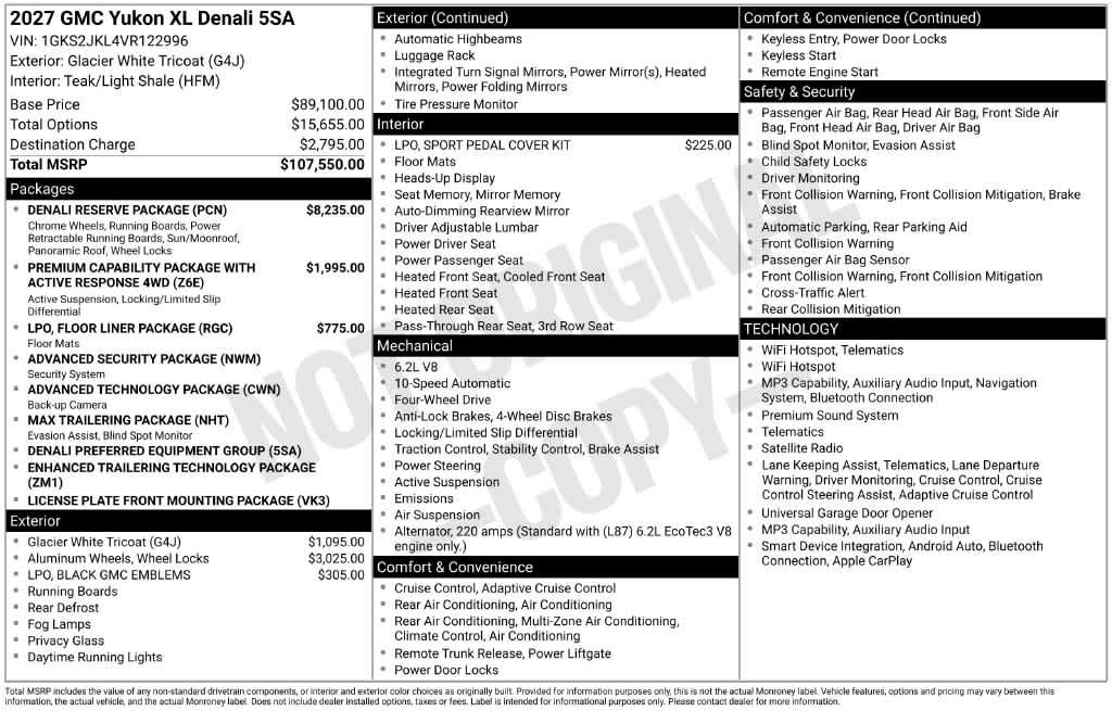 New 2027 GMC Yukon XL Denali AWD/4WD image 25