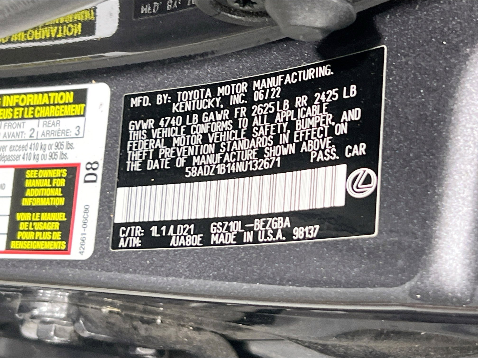 Used 2022 Lexus ES 350 w/ Premium Package image 31