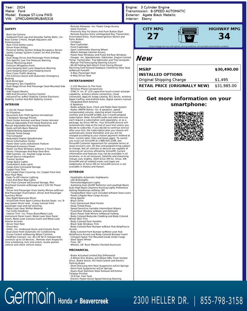 Used 2024 Ford Escape ST-Line w/ Tech Pack #1 image 31