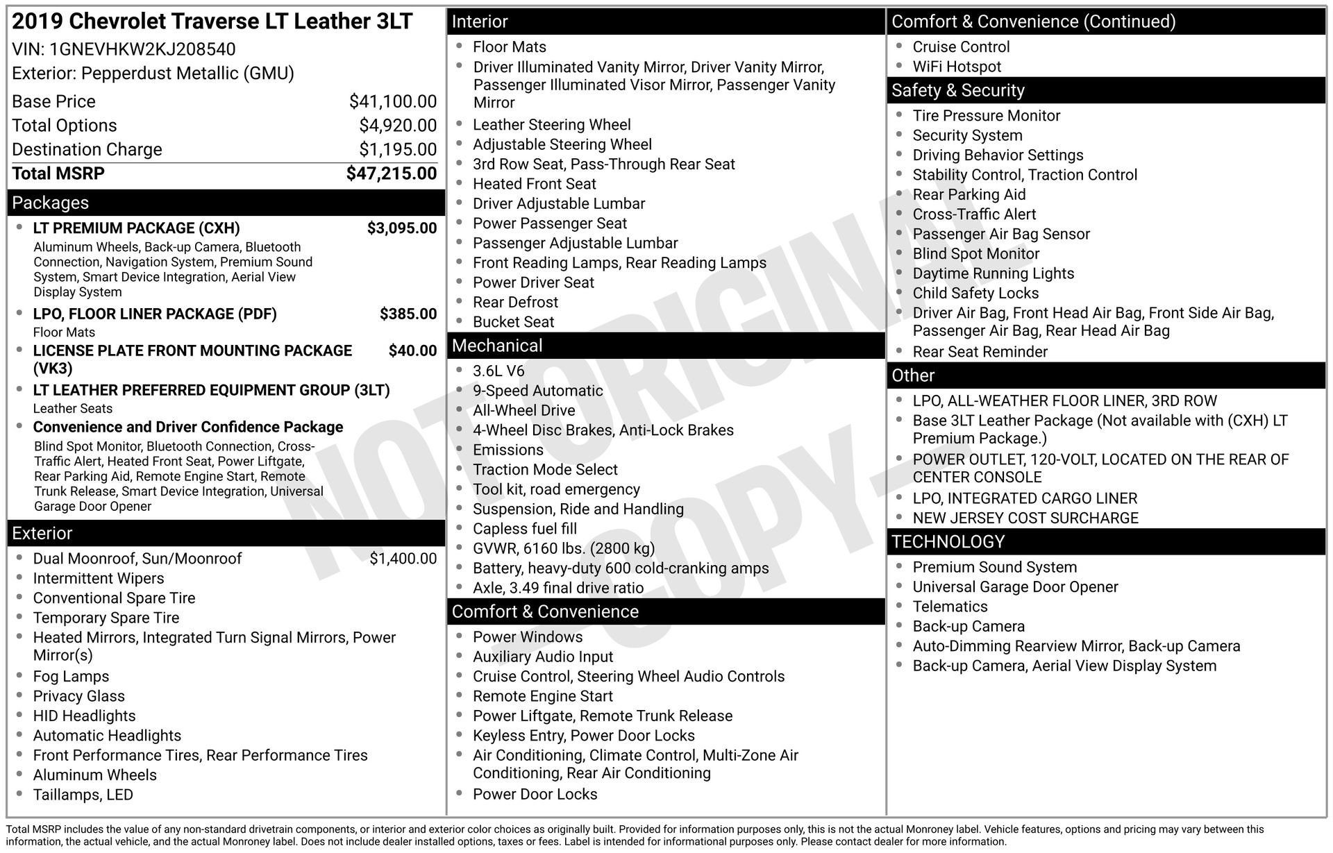 Used 2019 Chevrolet Traverse LT w/ LT Premium Package AWD/4WD image 4