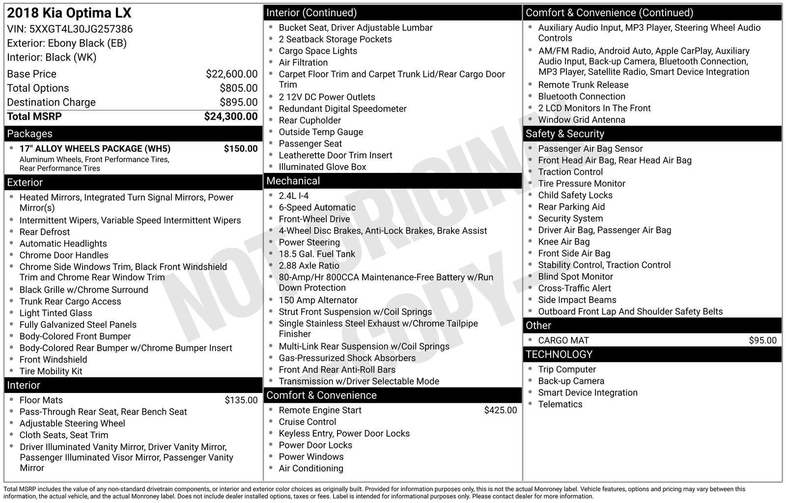 Used 2018 Kia Optima LX w/ 17" Alloy Wheels Package image 6