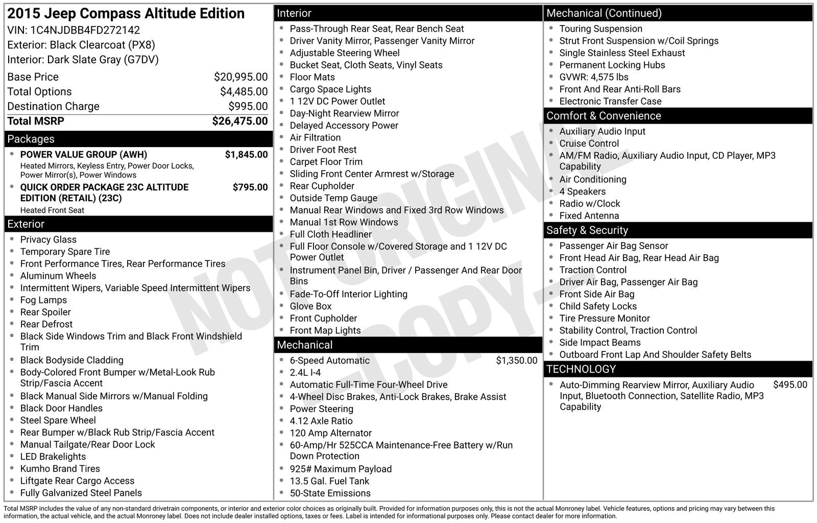 Used 2015 Jeep Compass Sport w/ Power Value Group AWD/4WD image 22