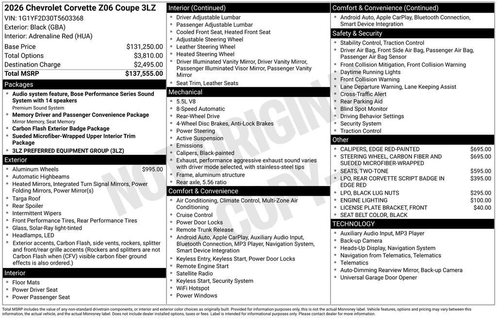 New 2026 Chevrolet Corvette Z06 RWD image 6