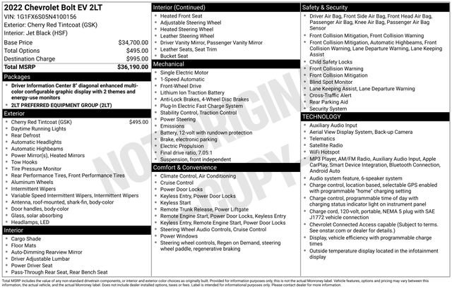 Certified 2022 Chevrolet Bolt LT FWD image 9