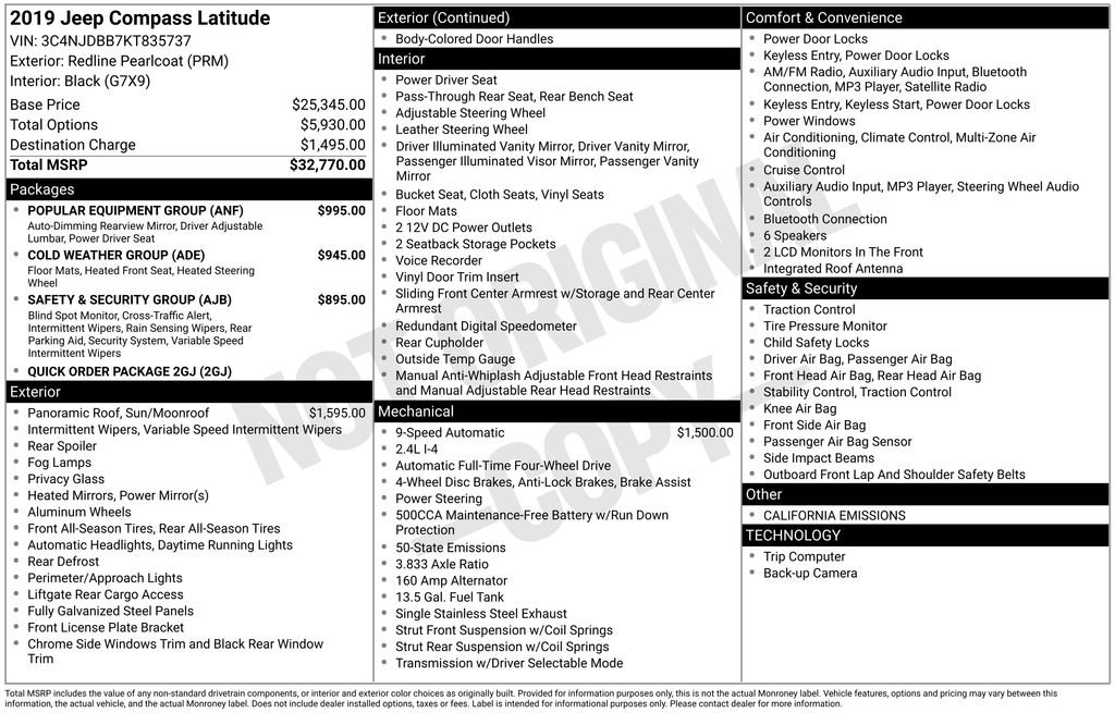 Used 2019 Jeep Compass Latitude w/ Popular Equipment Group image 15