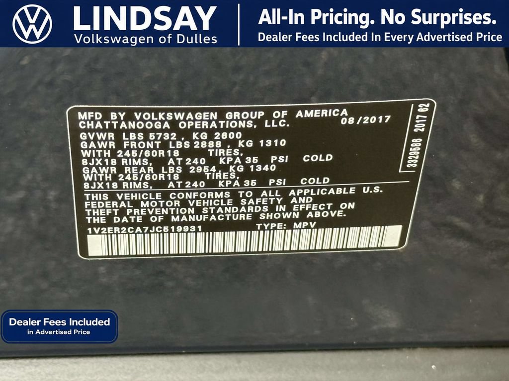 Used 2018 Volkswagen Atlas SEL FWD image 28