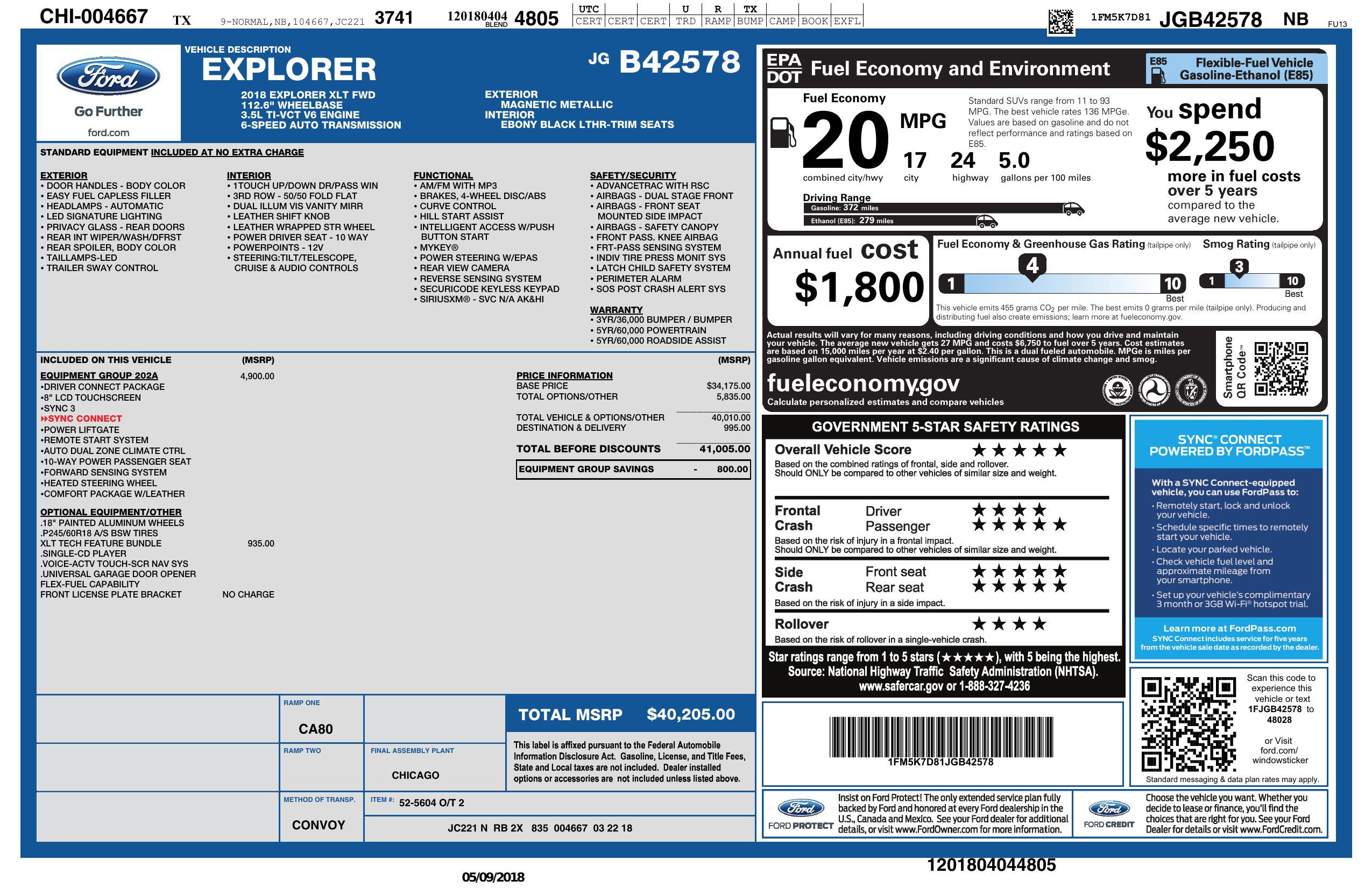 Used 2018 Ford Explorer XLT w/ Equipment Group 202A image 3