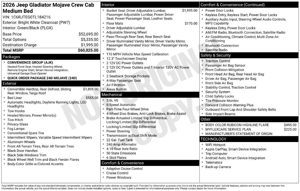 New 2026 Jeep Gladiator Mojave AWD/4WD image 9