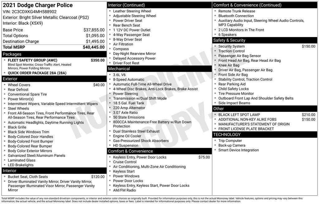 Used 2021 Dodge Charger Police w/ Fleet Safety Group AWD/4WD image 6