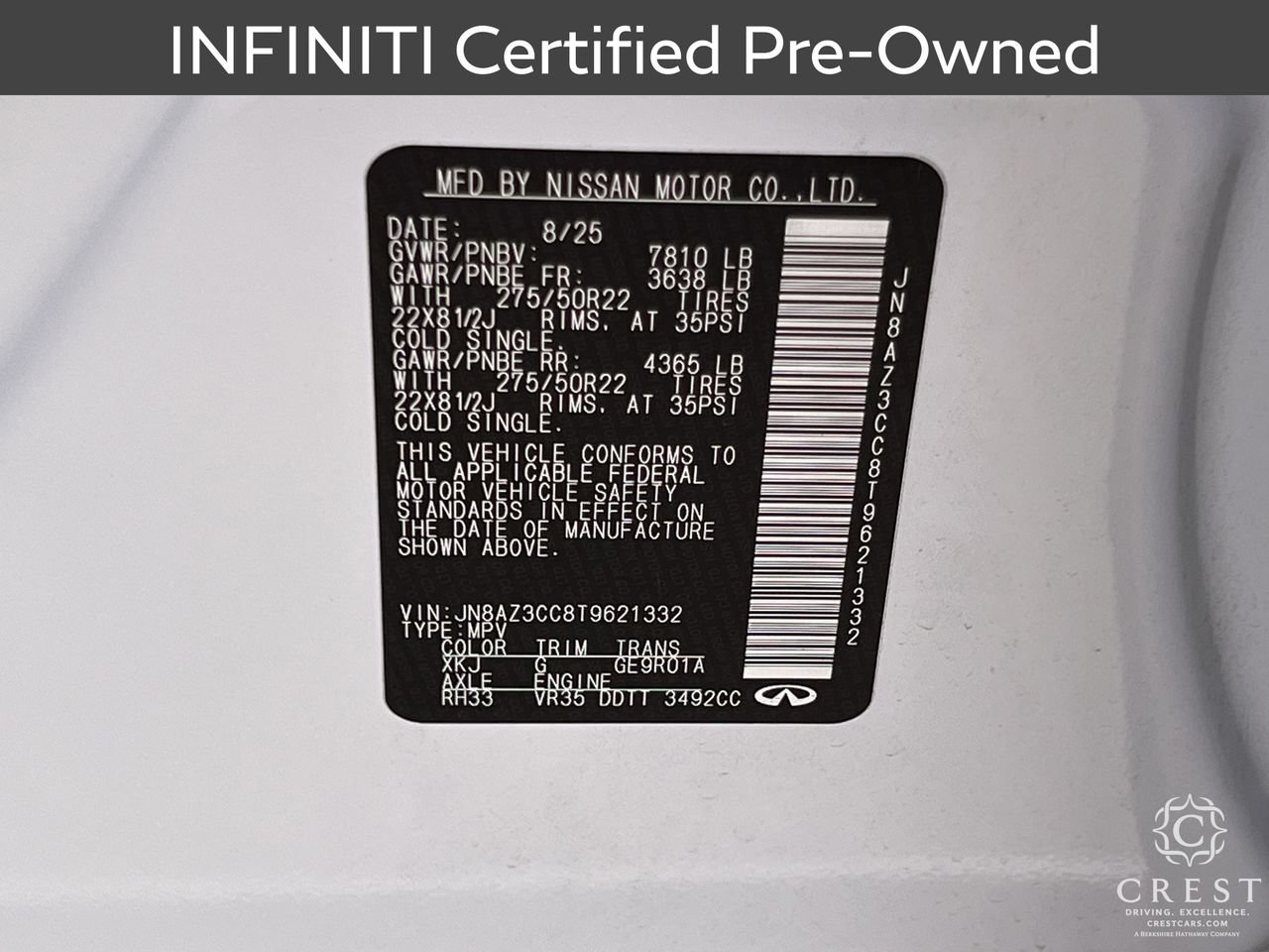 Certified 2026 INFINITI QX80 Autograph w/ Autograph Exterior Package AWD/4WD image 33