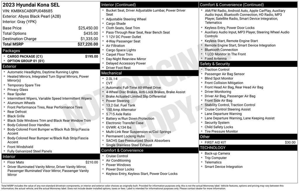Certified 2023 Hyundai Kona SEL w/ Cargo Package image 36