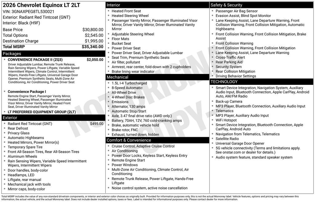 New 2026 Chevrolet Equinox LT w/ Convenience Package II AWD/4WD image 4