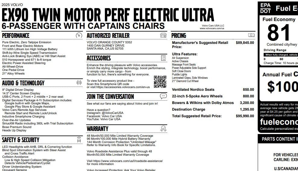 Used 2025 Volvo EX90 Ultra AWD/4WD image 3