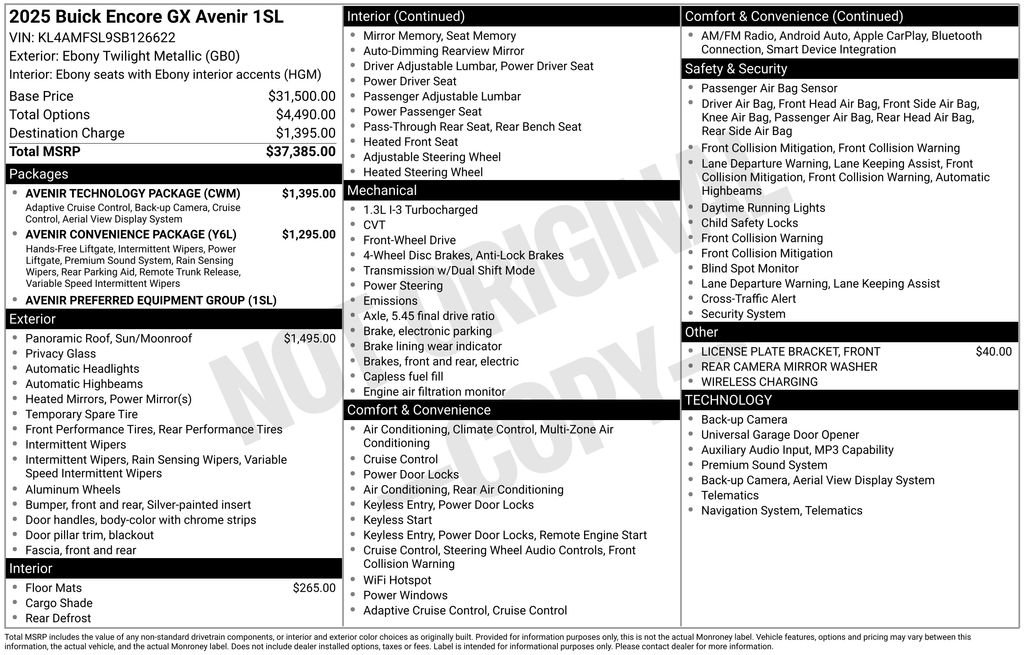 Certified 2025 Buick Encore GX Avenir w/ Avenir Technology Package image 32