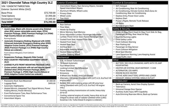 Used 2021 Chevrolet Tahoe High Country AWD/4WD image 2