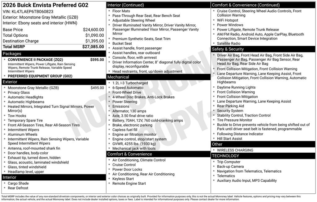 New 2026 Buick Envista Preferred w/ Convenience II Package image 5