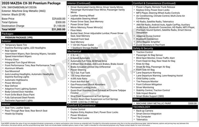 Used 2020 MAZDA CX-30 AWD w/ Premium Package image 34