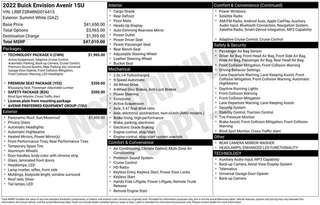 Used 2022 Buick Envision Avenir w/ Technology Package II AWD/4WD image 7