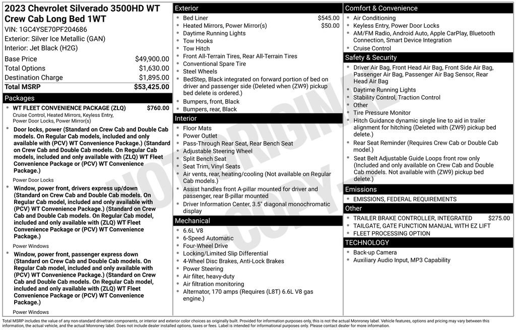 Used 2023 Chevrolet Silverado 3500 W/T w/ WT Fleet Convenience Package image 5