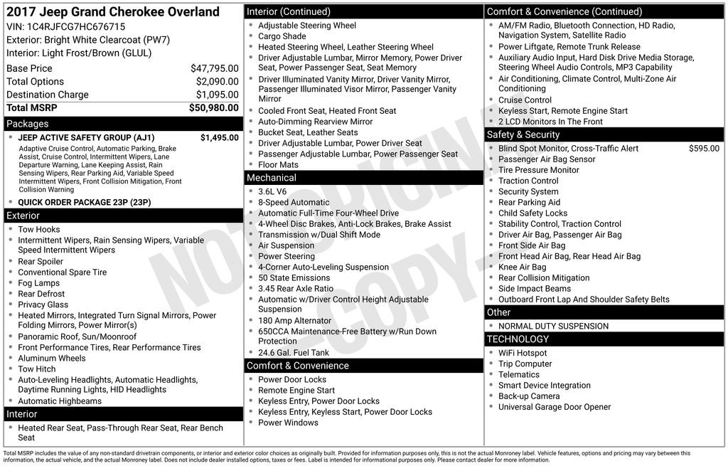 Used 2017 Jeep Grand Cherokee Overland w/ Jeep Active Safety Group image 46