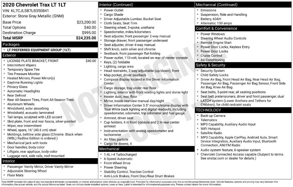 Certified 2020 Chevrolet Trax LT FWD image 36