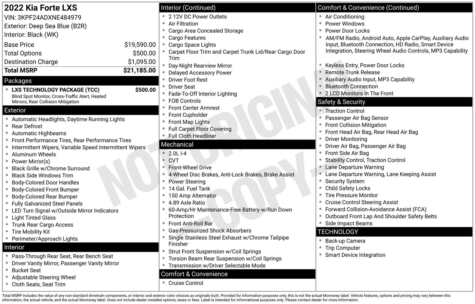 Certified 2022 Kia Forte LXS w/ LXS Technology Package FWD image 17