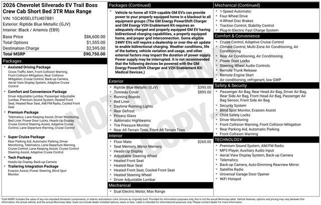 Used 2026 Chevrolet Silverado EV Trail Boss AWD/4WD image 48