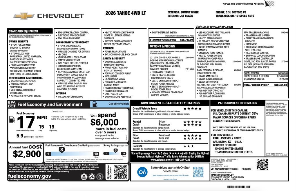 New 2026 Chevrolet Tahoe LT w/ Comfort Package AWD/4WD image 2