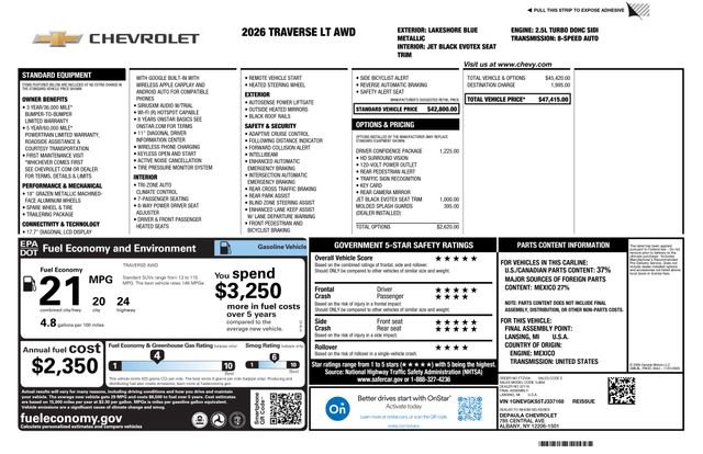 New 2026 Chevrolet Traverse LT w/ Driver Confidence Package AWD/4WD image 2
