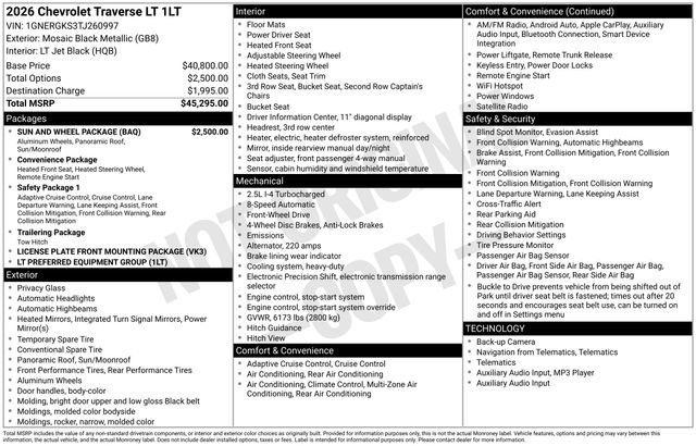 New 2026 Chevrolet Traverse LT w/ Sun and Wheel Package image 5