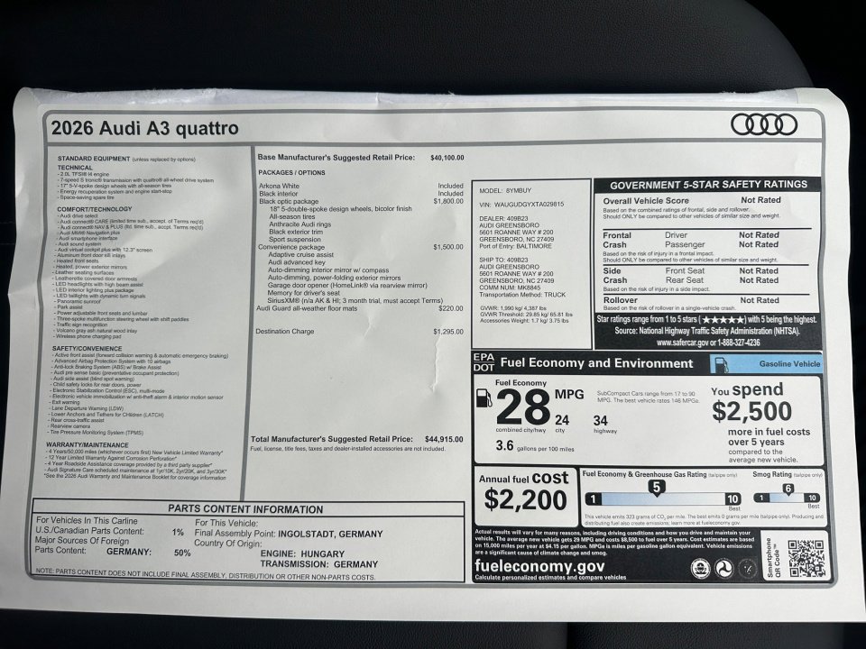 New 2026 Audi A3 2.0T Premium image 33