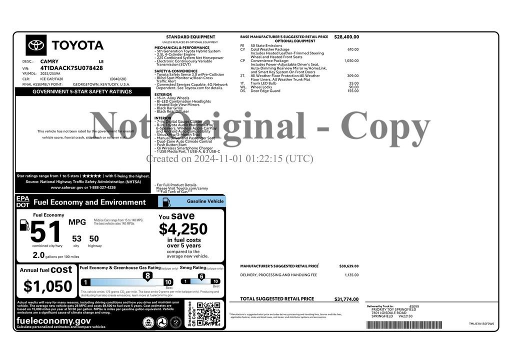 Used 2025 Toyota Camry LE w/ Convenience Package image 3