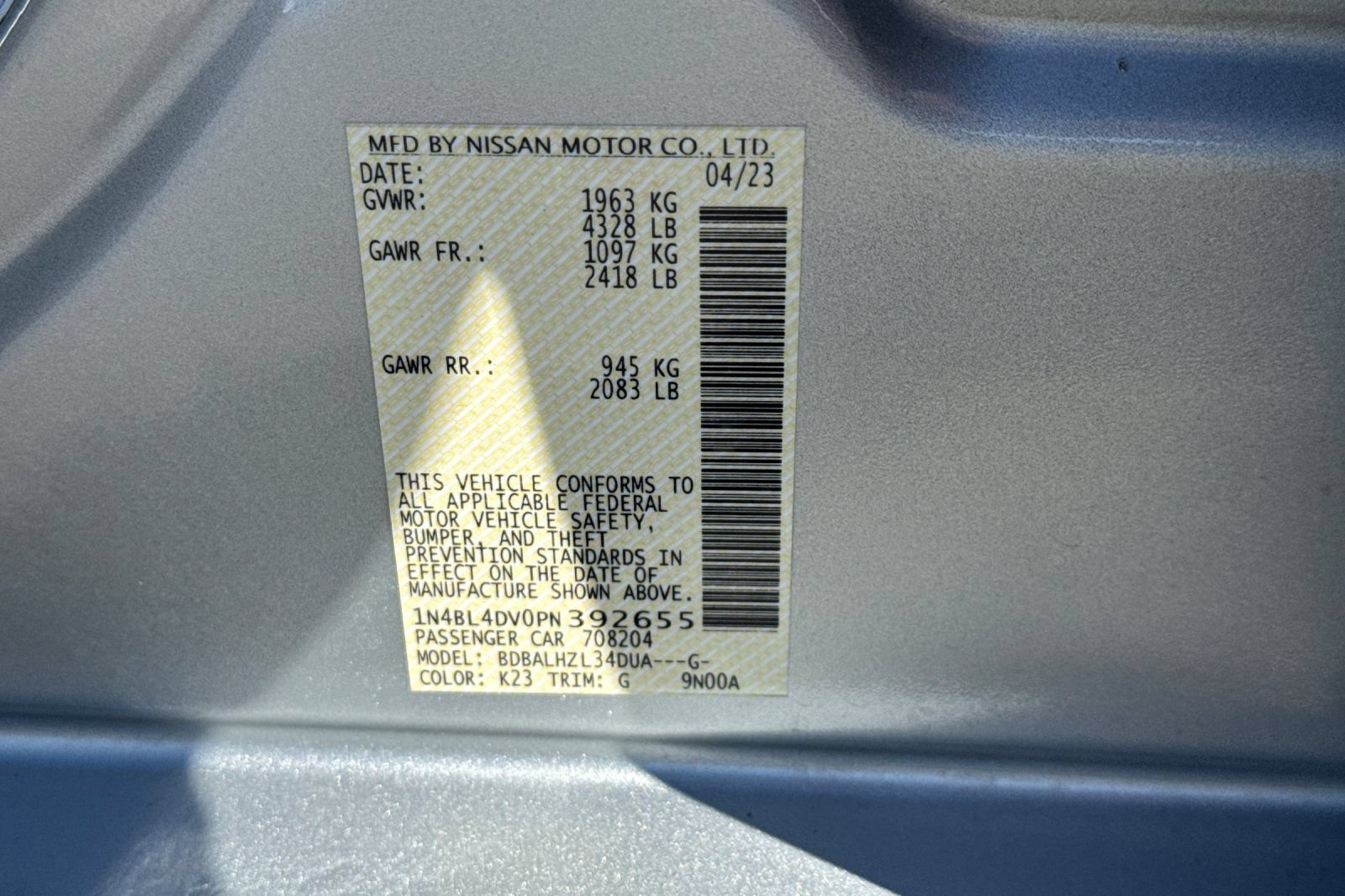 Certified 2023 Nissan Altima 2.5 SV FWD image 34