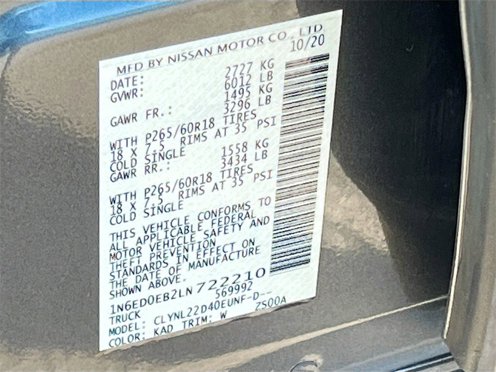 Used 2020 Nissan Frontier SV w/ Midnight Edition Floor Mats image 31