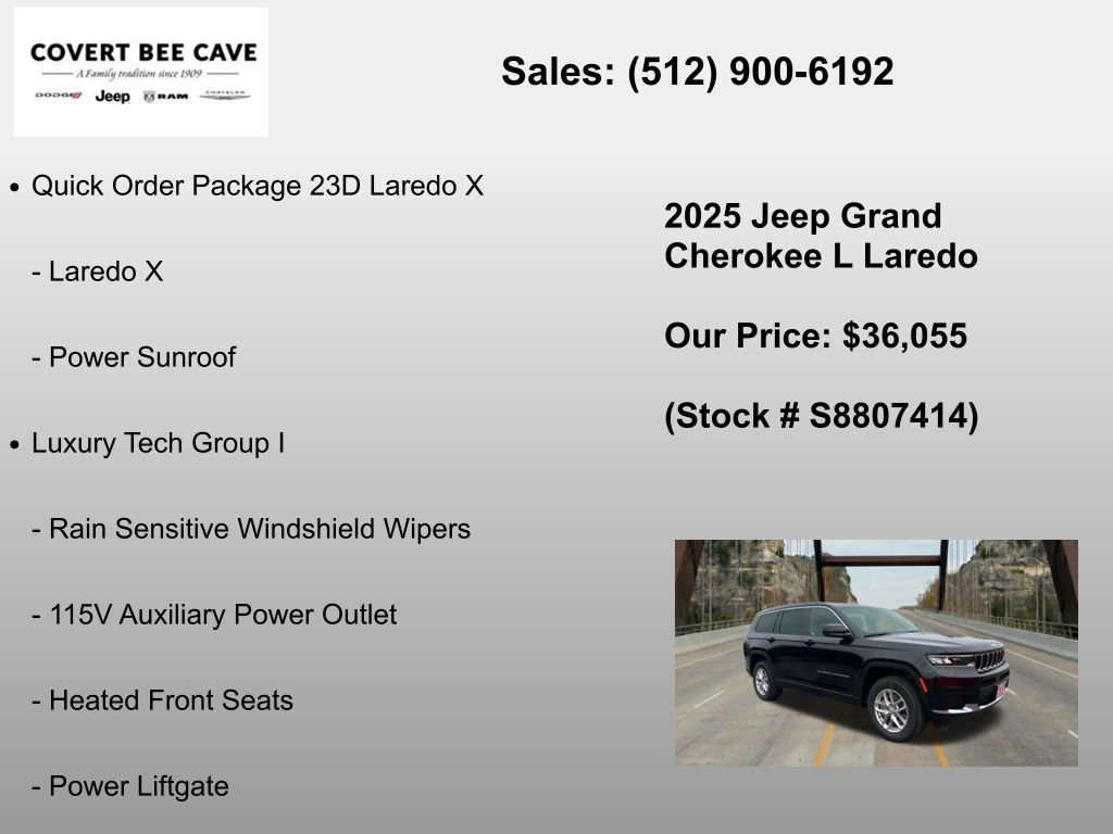 New 2025 Jeep Grand Cherokee L Laredo w/ Luxury Tech Group I RWD image 6