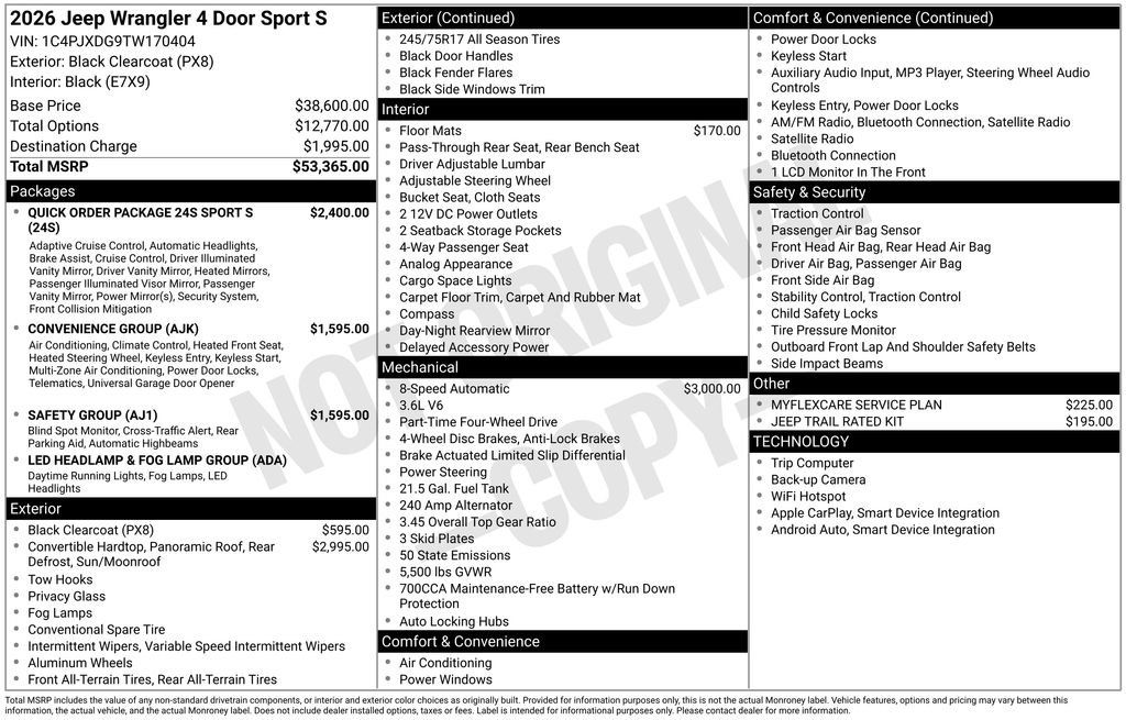 New 2026 Jeep Wrangler Unlimited Sport AWD/4WD image 6