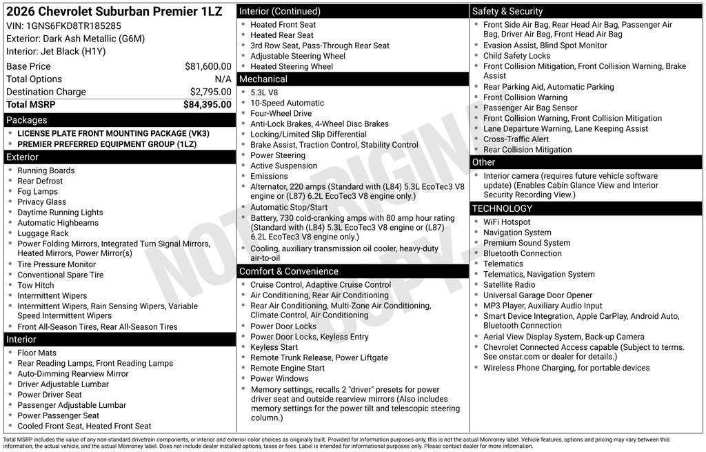Used 2026 Chevrolet Suburban Premier AWD/4WD image 6