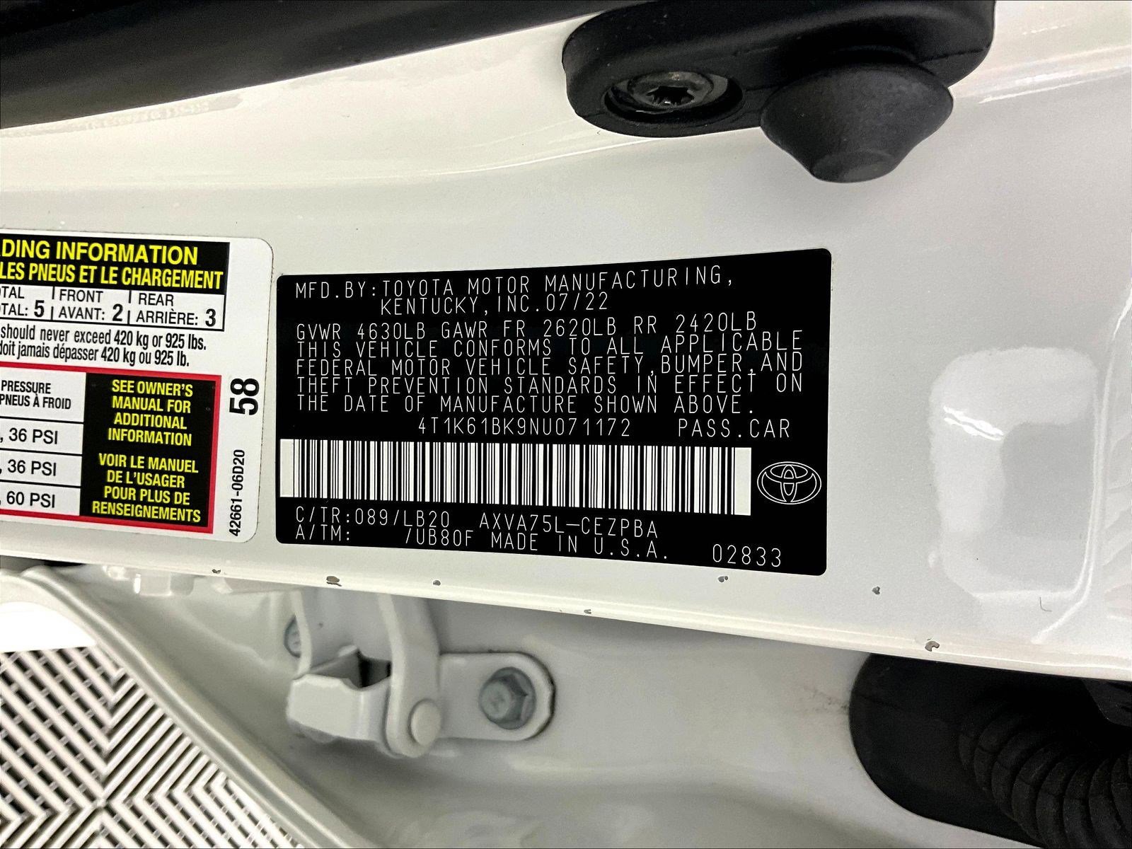 Used 2022 Toyota Camry XSE w/ Carpet Mat Package (TMS) AWD/4WD image 19