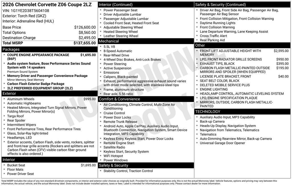 New 2026 Chevrolet Corvette Z06 RWD image 25