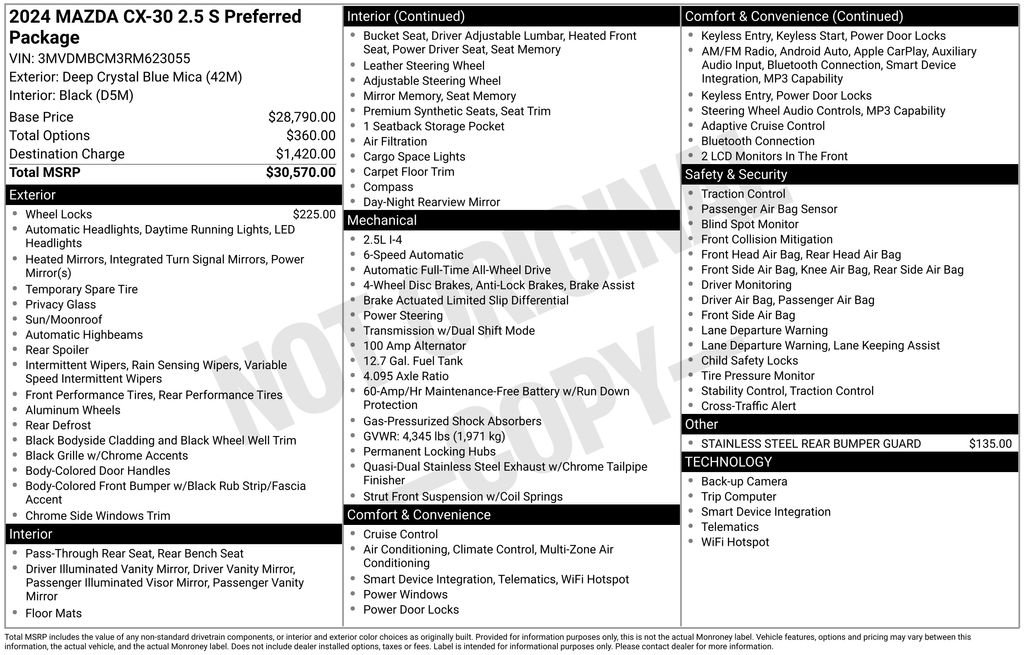 Certified 2024 MAZDA CX-30 AWD 2.5 S w/ Preferred Package image 5