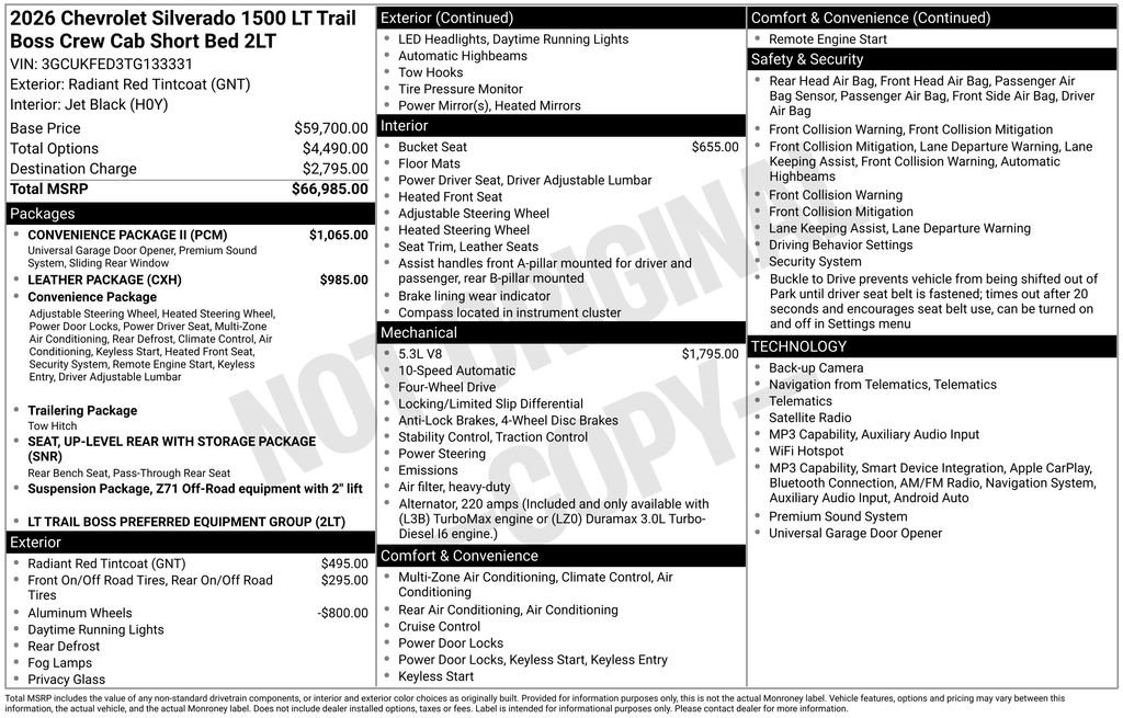 Used 2026 Chevrolet Silverado 1500 LT Trail Boss w/ Convenience Package II AWD/4WD image 34