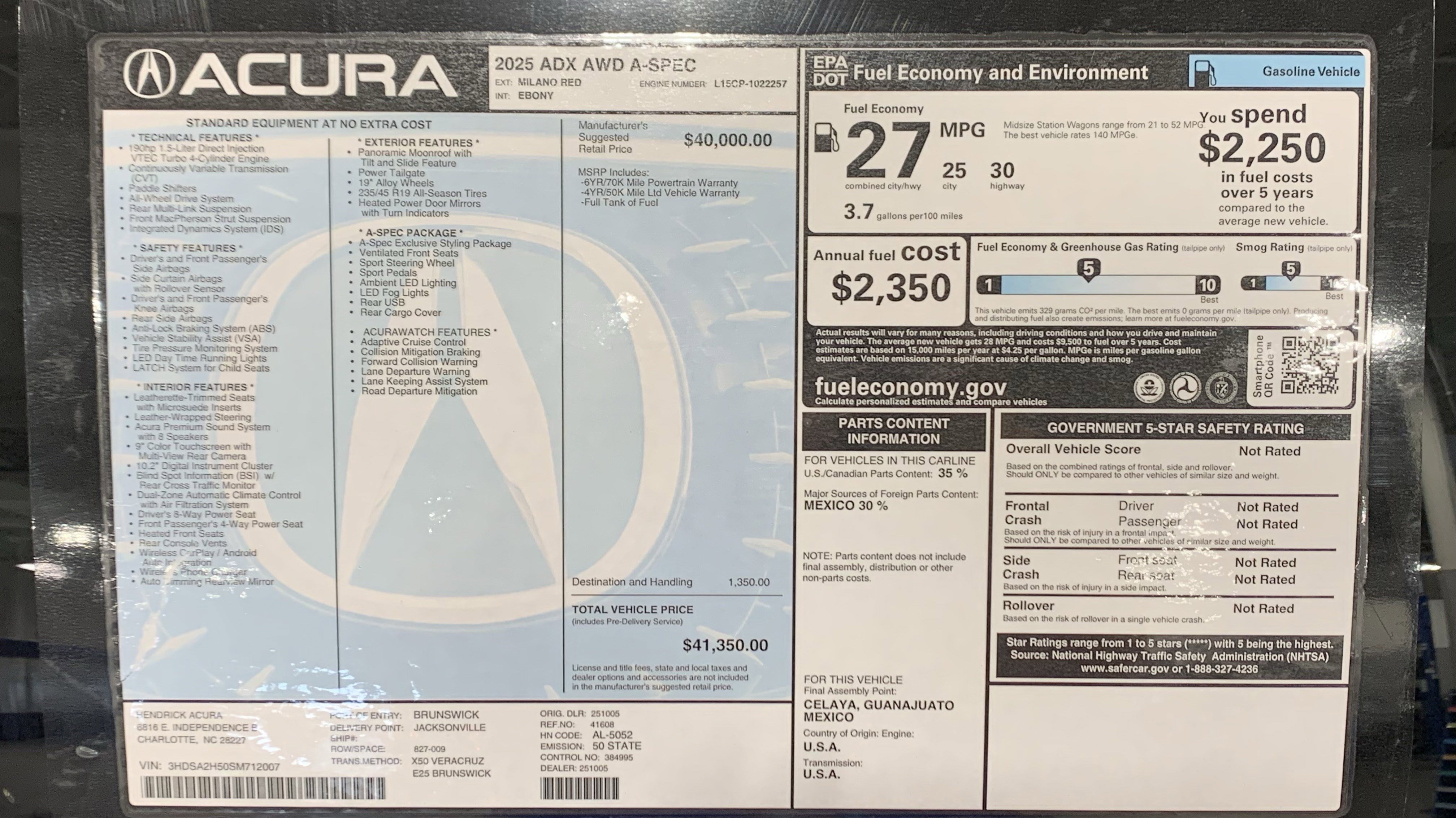 Used 2025 Acura ADX A-Spec image 35