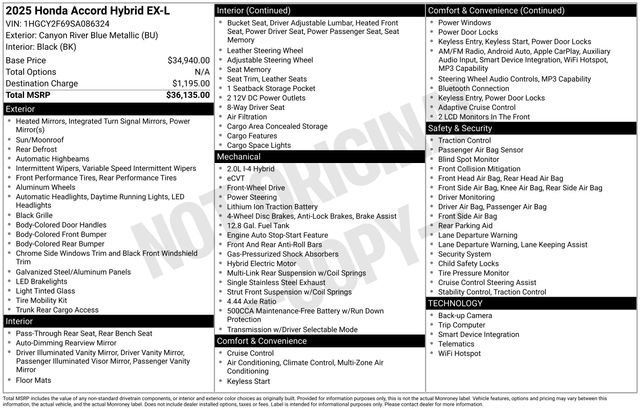 New 2025 Honda Accord EX-L image 31