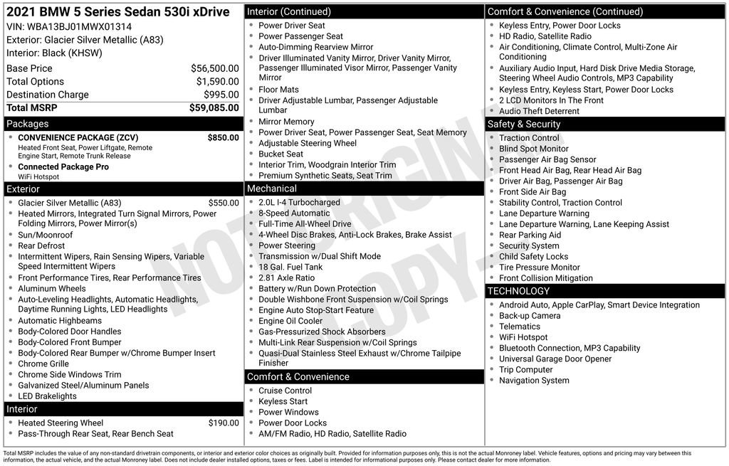 Used 2021 BMW 530i xDrive w/ Convenience Package image 32