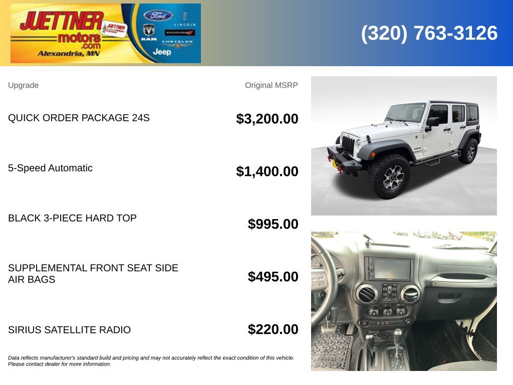 Used 2017 Jeep Wrangler Unlimited Sport w/ Quick Order Package 24S AWD/4WD image 5