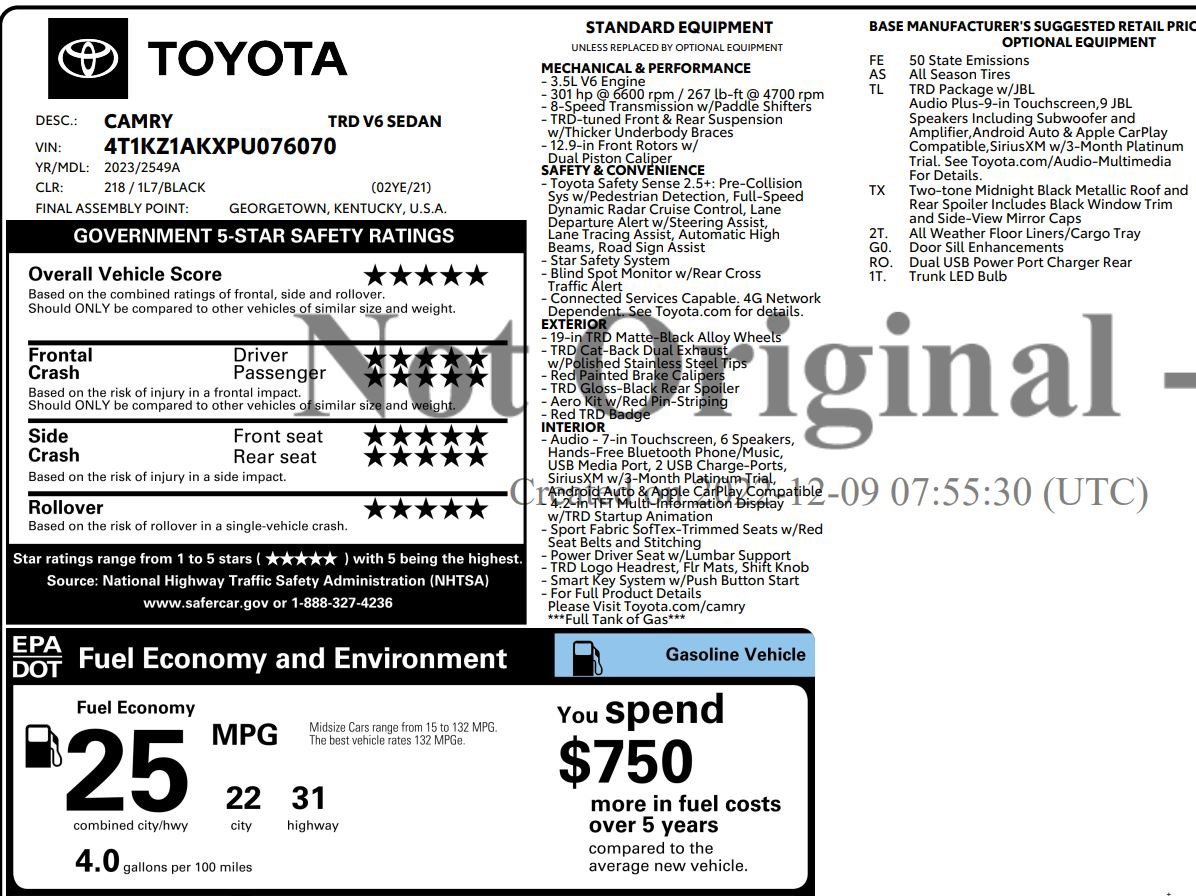 Used 2023 Toyota Camry TRD w/ TRD Package w/JBL Audio image 2