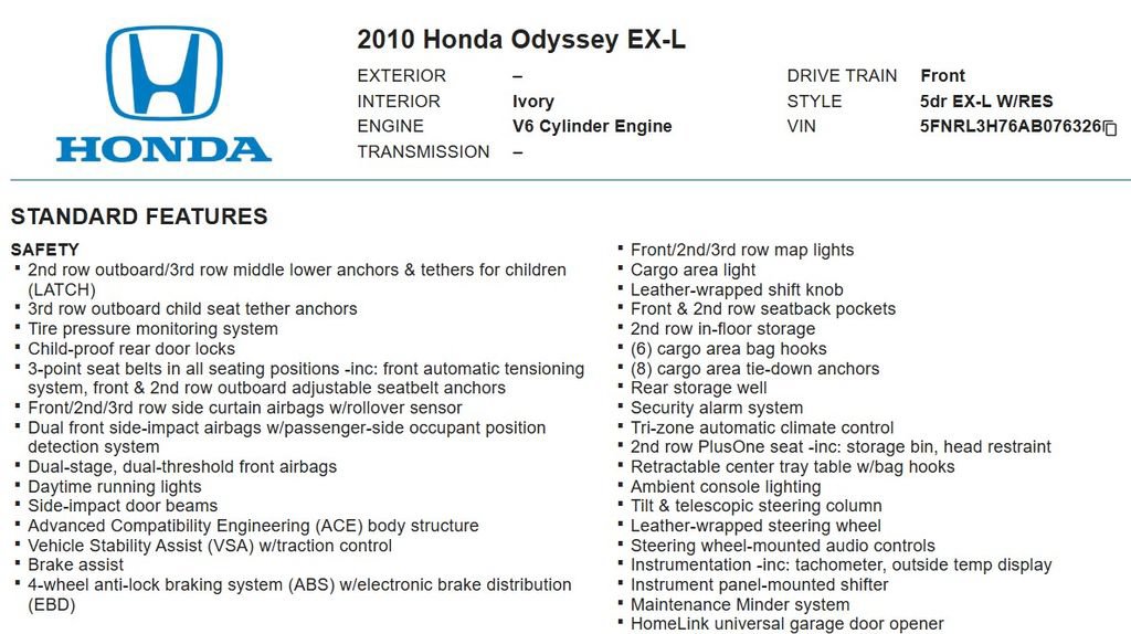 Used 2010 Honda Odyssey EX-L image 17