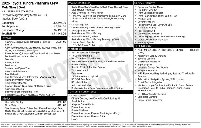 New 2026 Toyota Tundra Platinum AWD/4WD image 4
