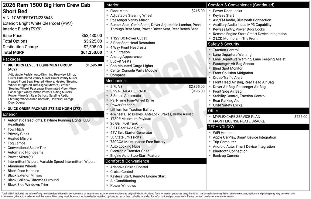 New 2026 RAM 1500 Big Horn AWD/4WD image 3