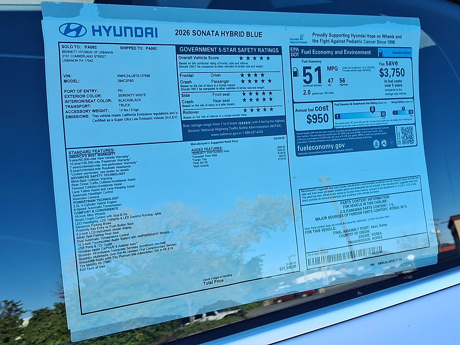New 2026 Hyundai Sonata Blue image 10